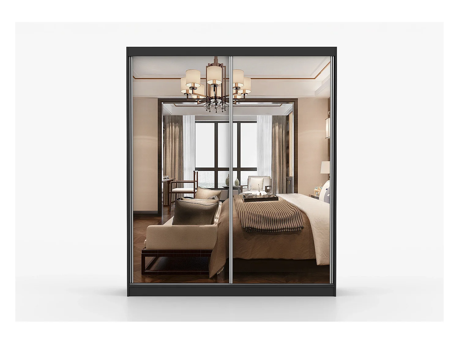 Armoire Solènea 183 cm avec miroir - Noir