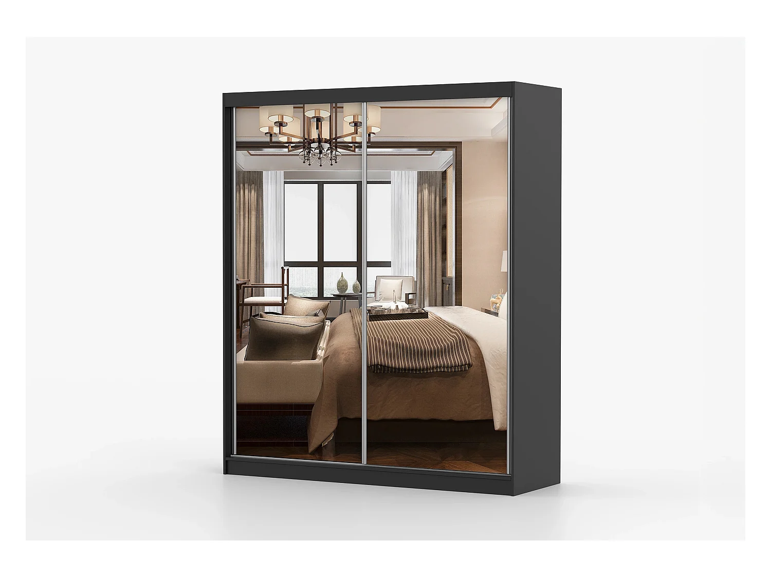 Armoire Solènea 183 cm avec miroir - Noir