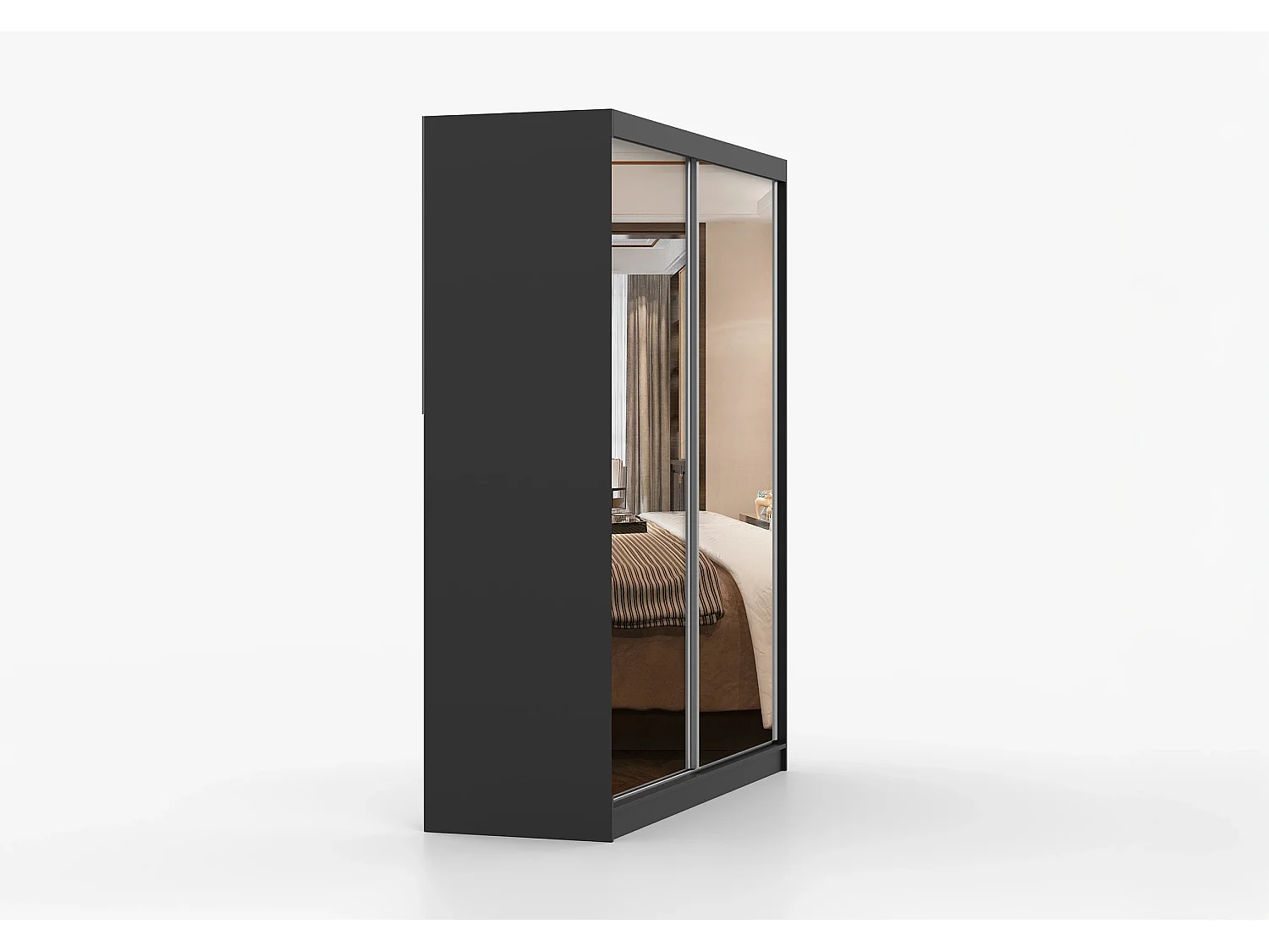 Armoire Solènea 183 cm avec miroir - Noir