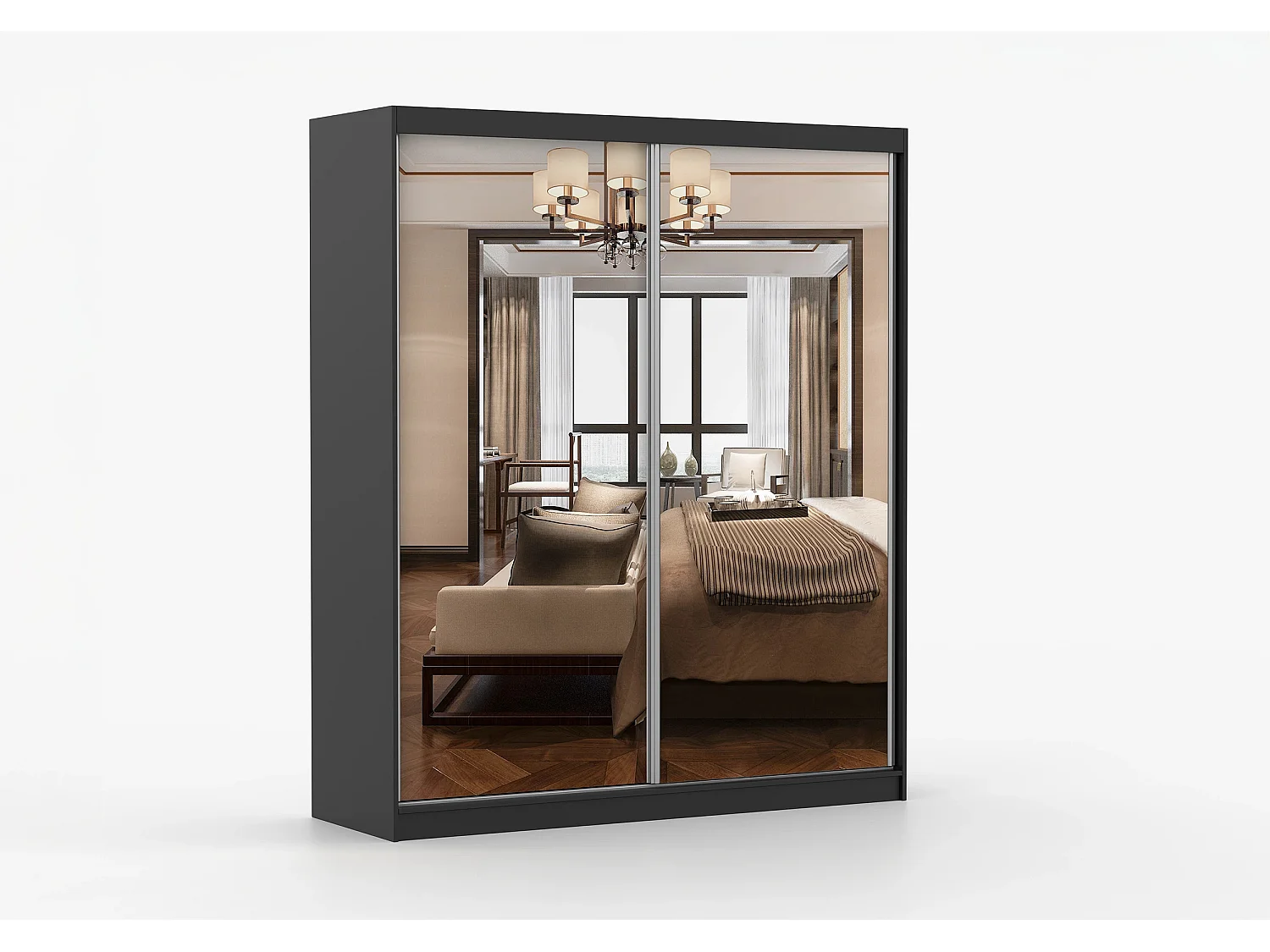 Armoire Solènea 183 cm avec miroir - Noir