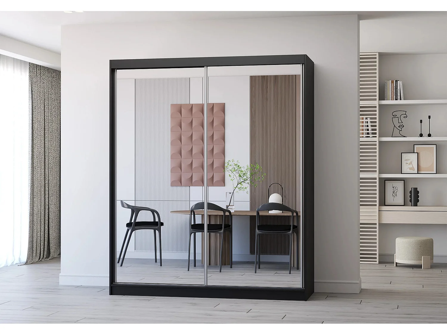 Armoire Solènea 183 cm avec miroir - Noir