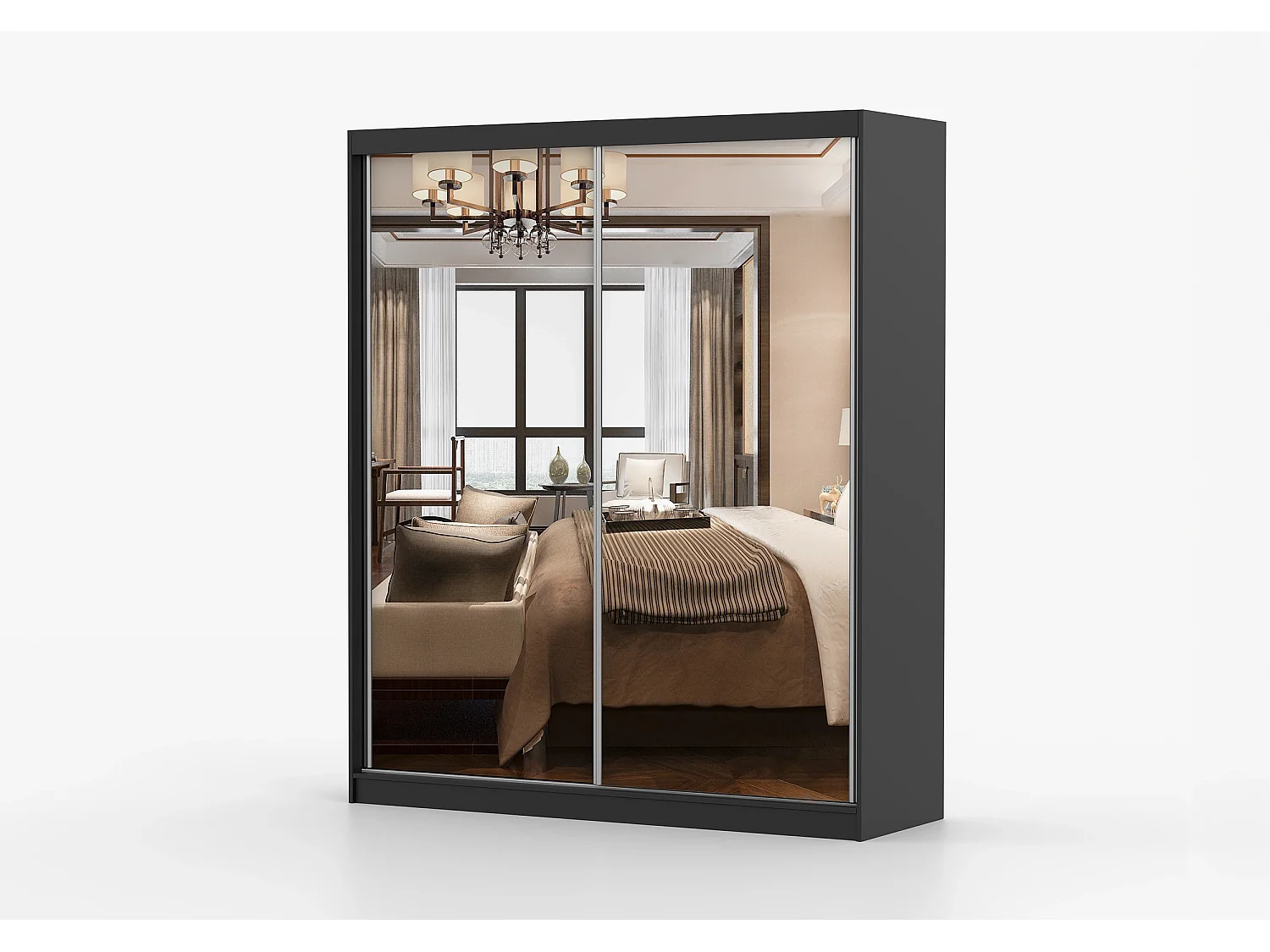 Armoire Solènea 183 cm avec miroir - Noir