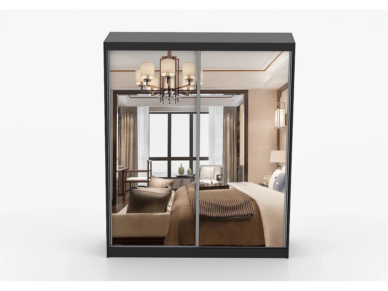 Armoire Solènea 183 cm avec miroir - Noir