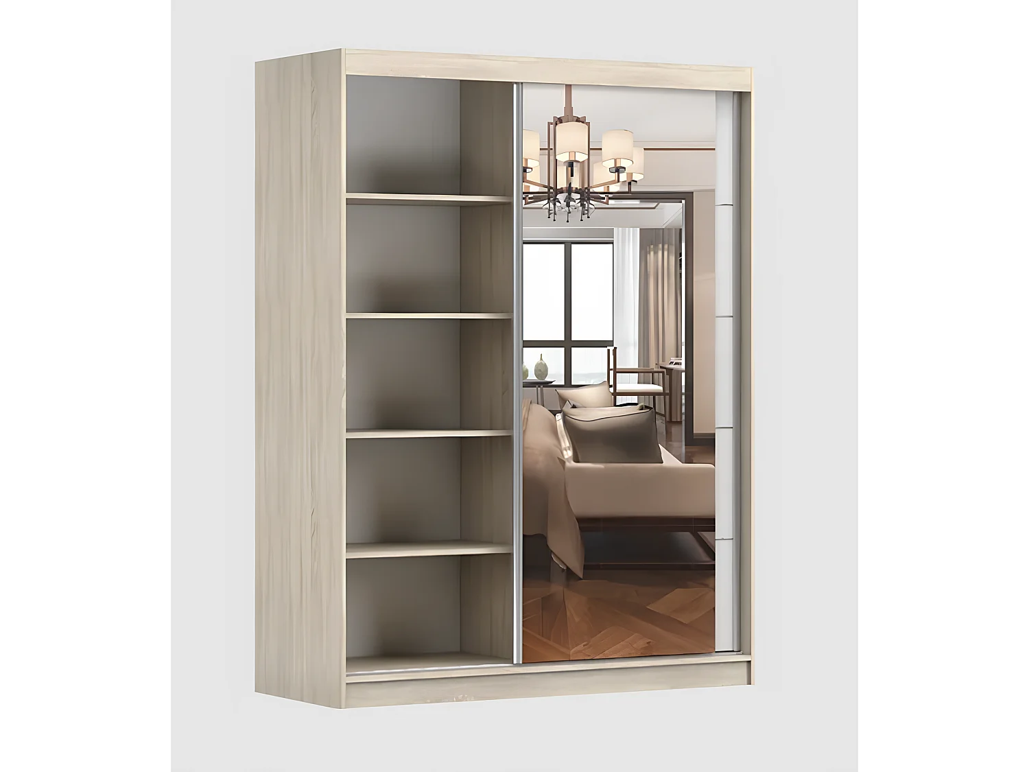 Armoire Vaiana 150 cm avec miroir - Noir - Blanc