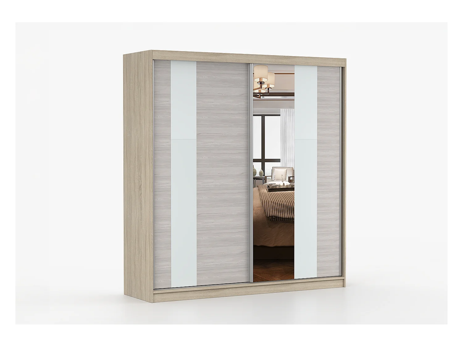 Armoire Évania 203 cm avec miroir - Chêne - Kathult