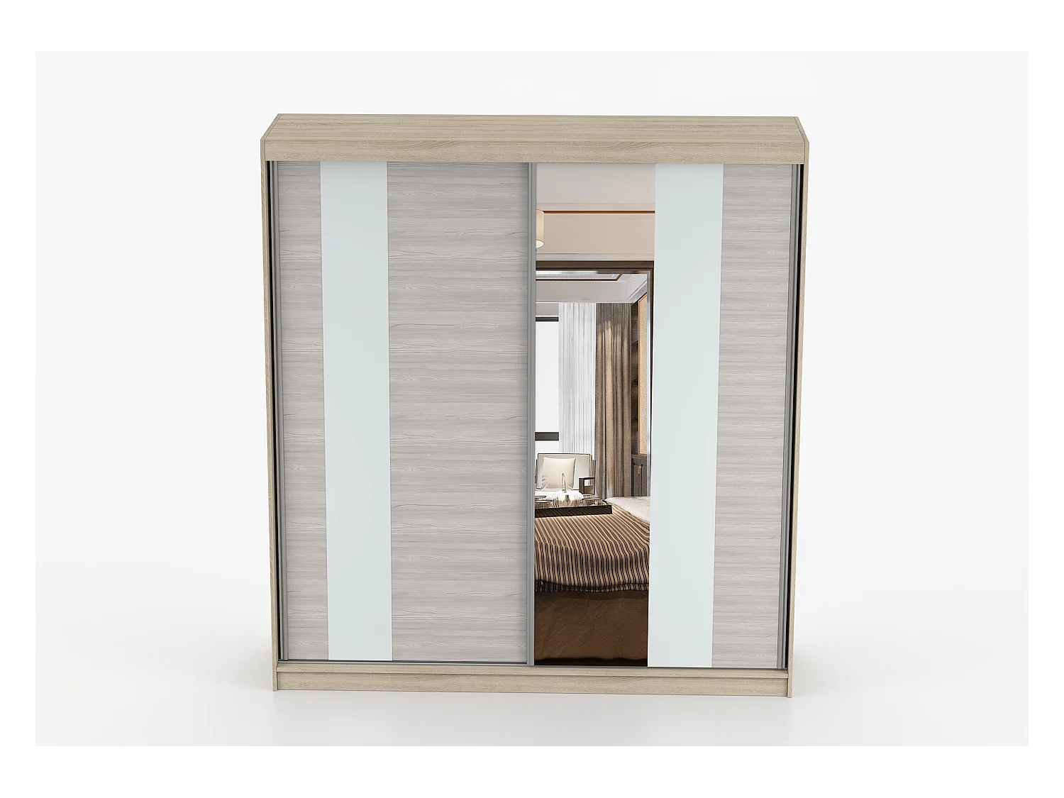 Armoire Évania 203 cm avec miroir - Chêne - Kathult