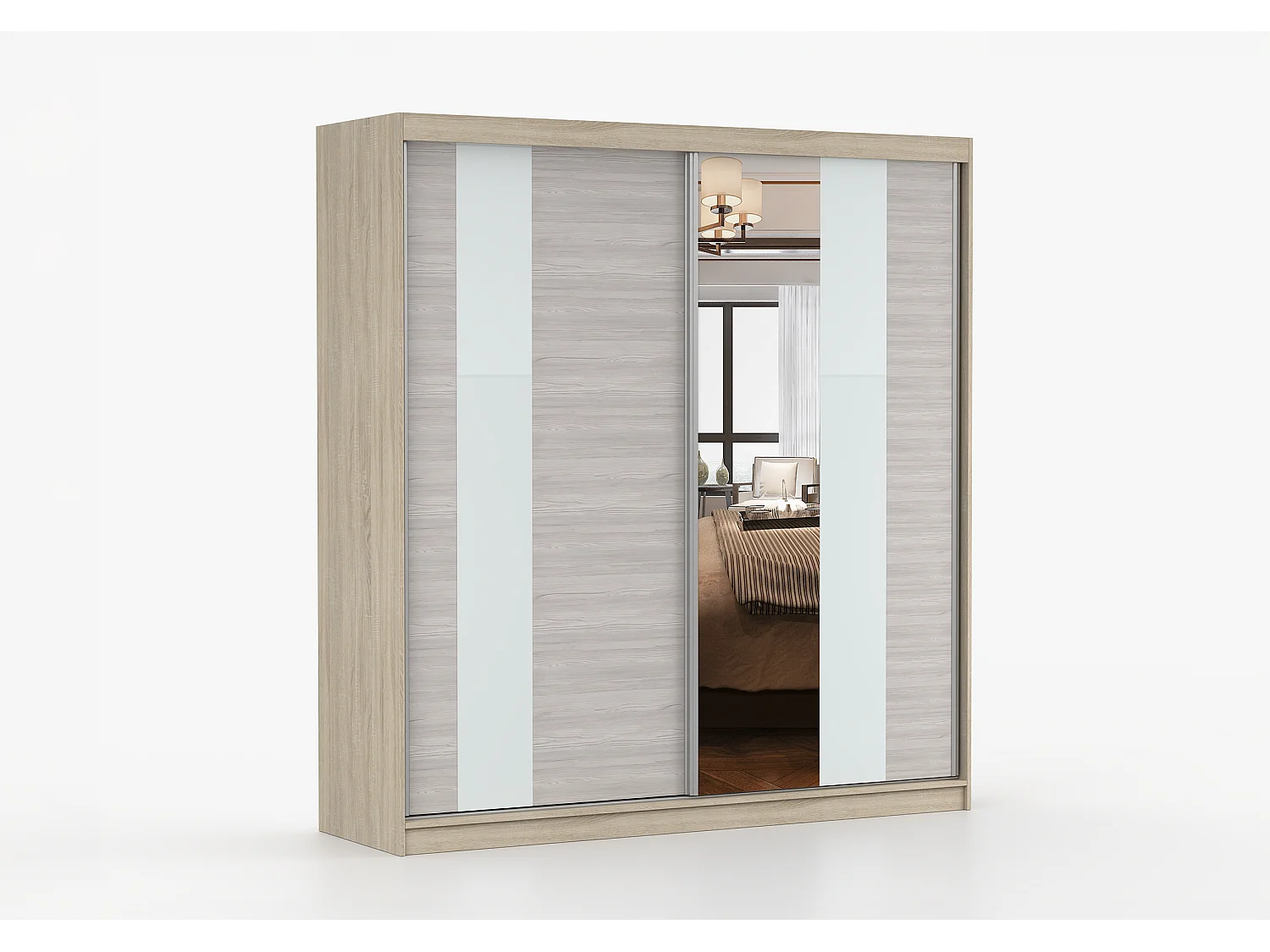 Armoire Évania 203 cm avec miroir - Chêne - Kathult