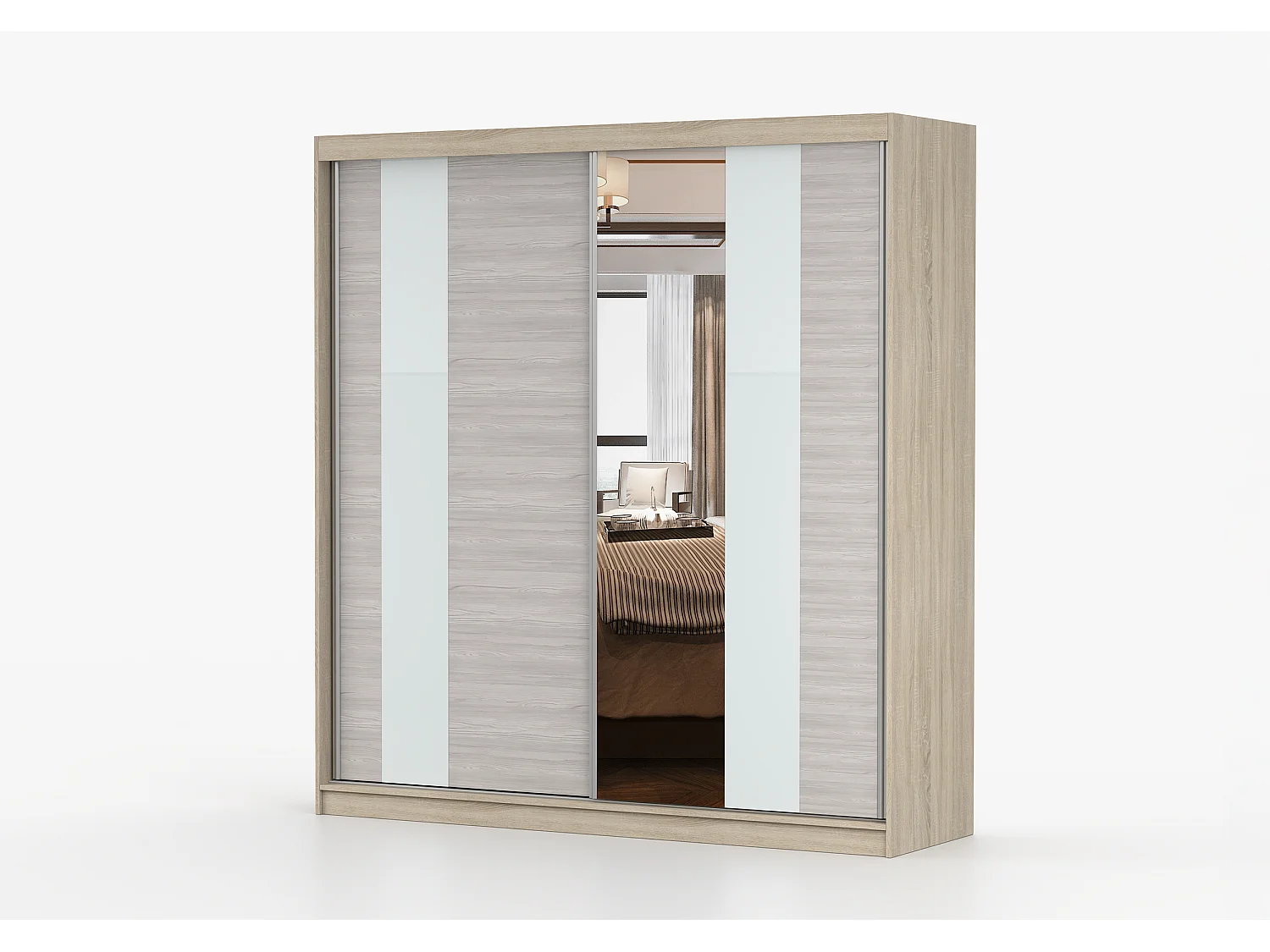 Armoire Évania 203 cm avec miroir - Chêne - Kathult