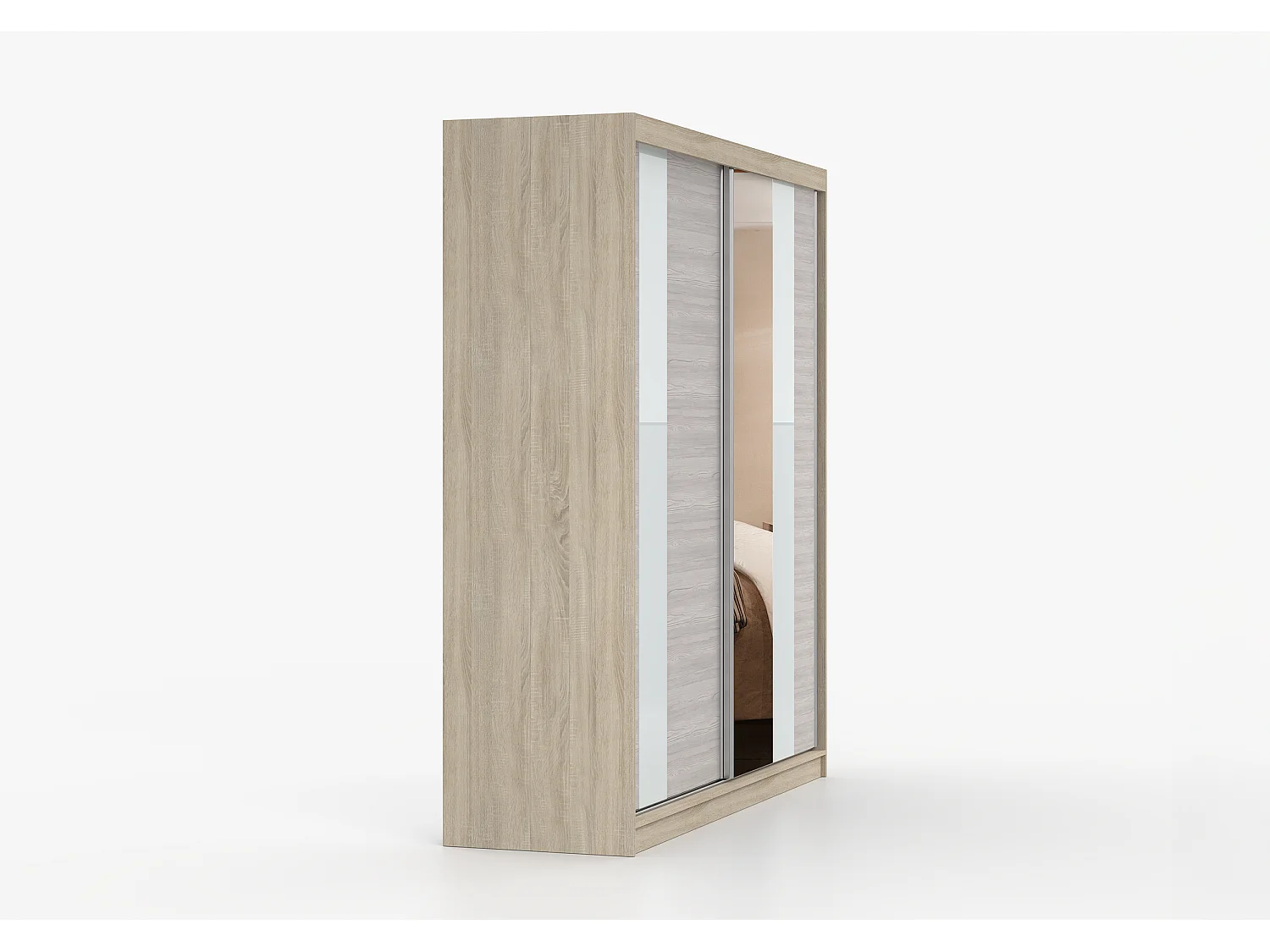 Armoire Évania 203 cm avec miroir - Chêne - Kathult