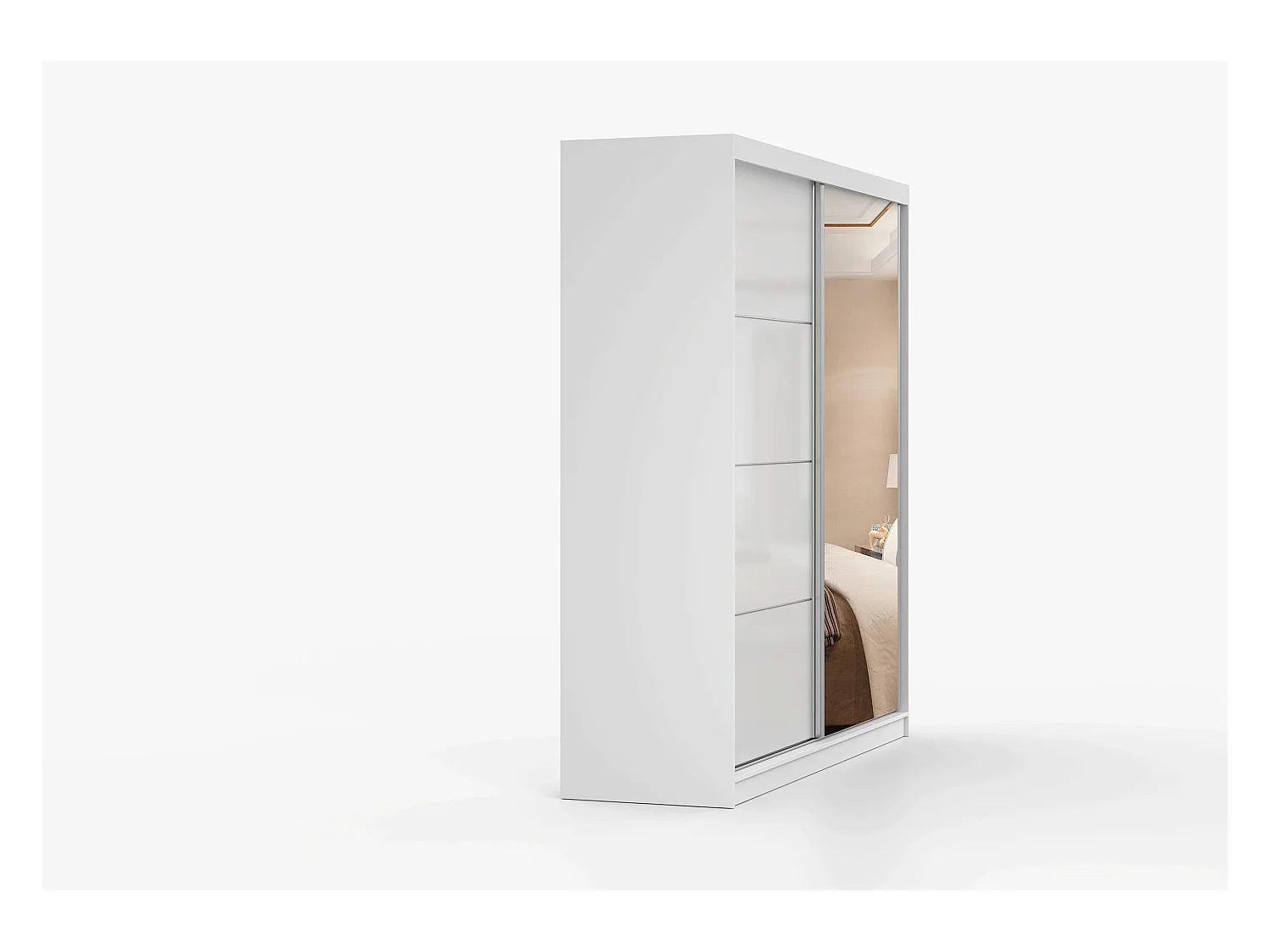 Armoire Séphira 203 cm avec miroir - Blanc