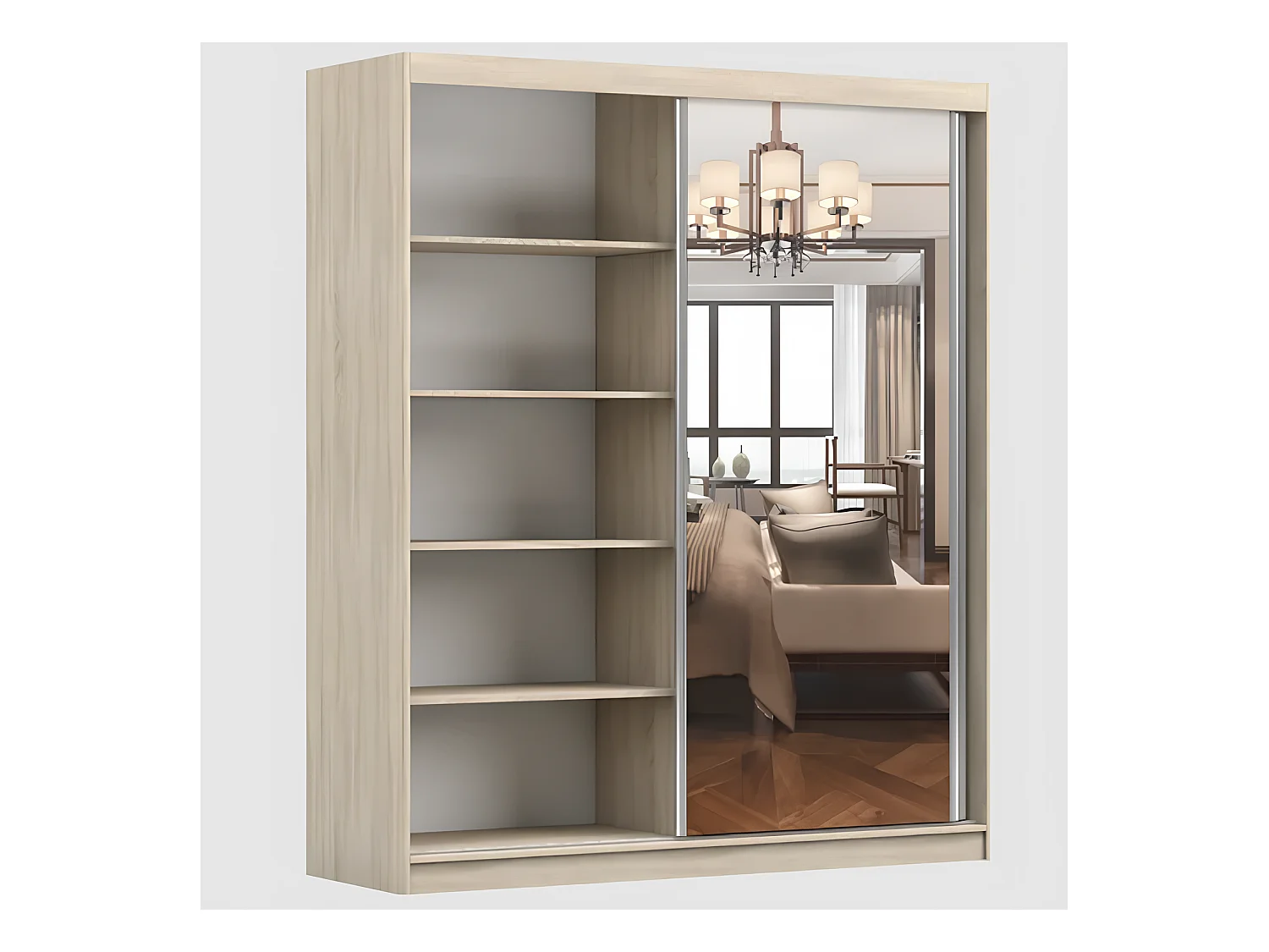 Armoire Séphira 203 cm avec miroir - Blanc