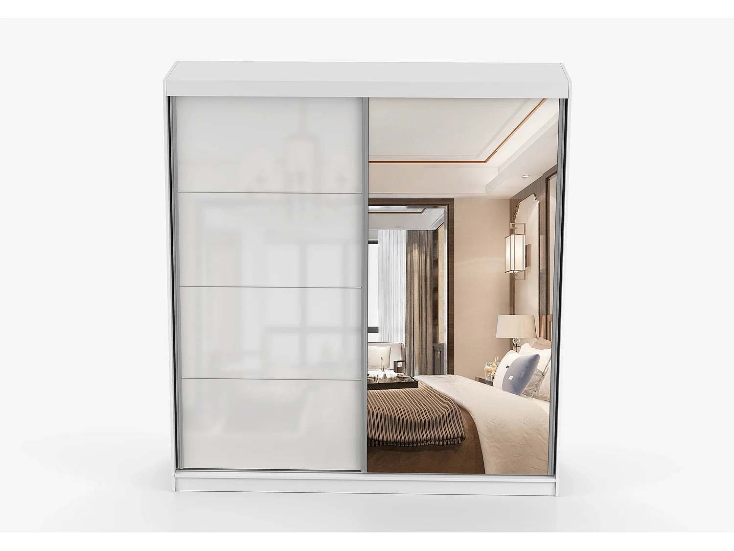 Armoire Séphira 203 cm avec miroir - Blanc
