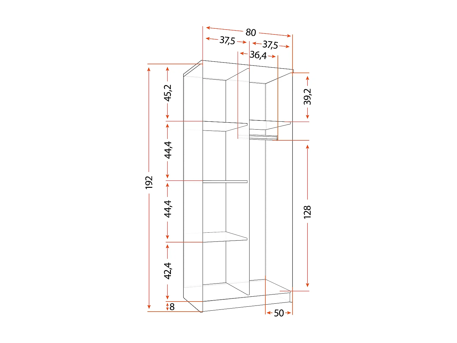Armoire Illyria 80 cm - Blanc