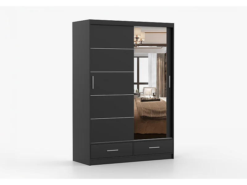 Armoire Silvana 150 cm avec miroir - Noir