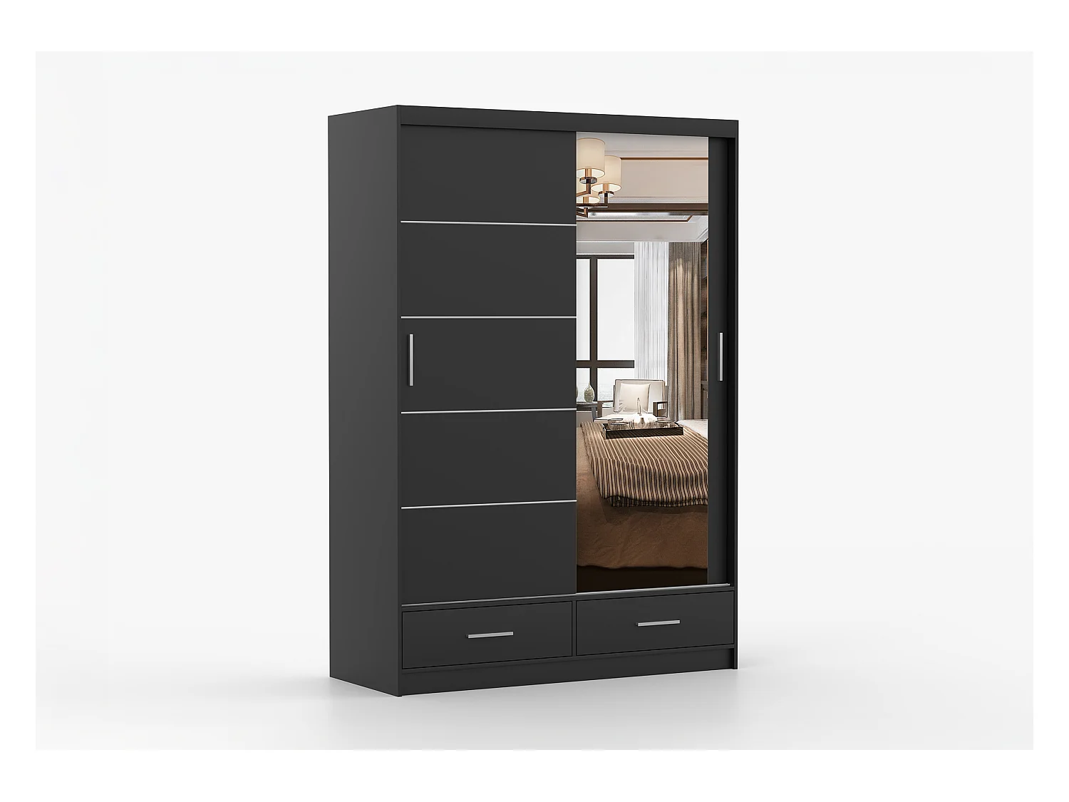 Armoire Silvana 150 cm avec miroir - Noir