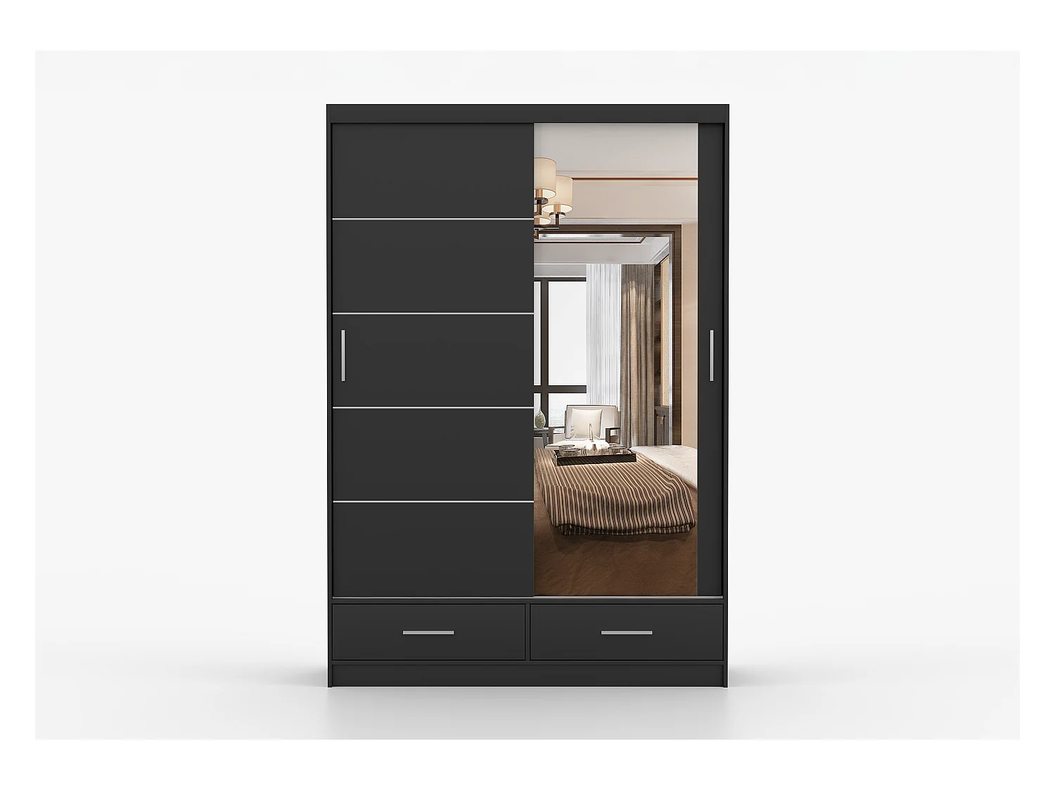Armoire Silvana 150 cm avec miroir - Noir