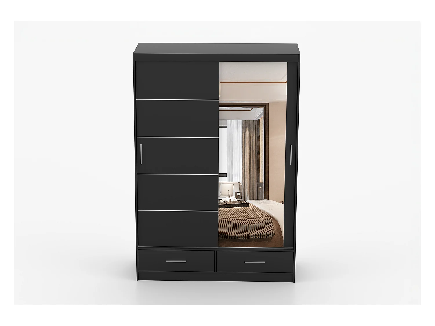 Armoire Silvana 150 cm avec miroir - Noir