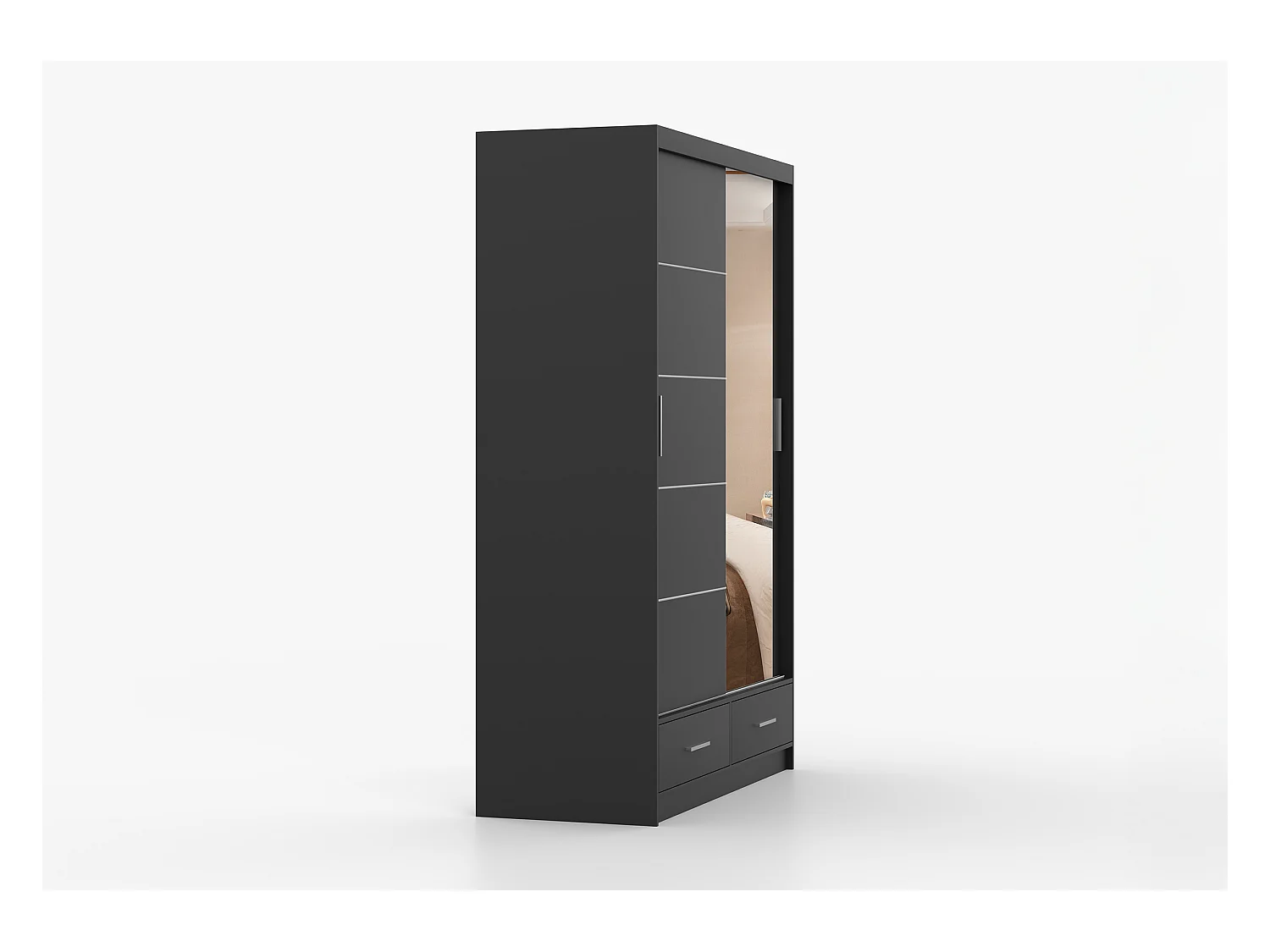Armoire Silvana 150 cm avec miroir - Noir