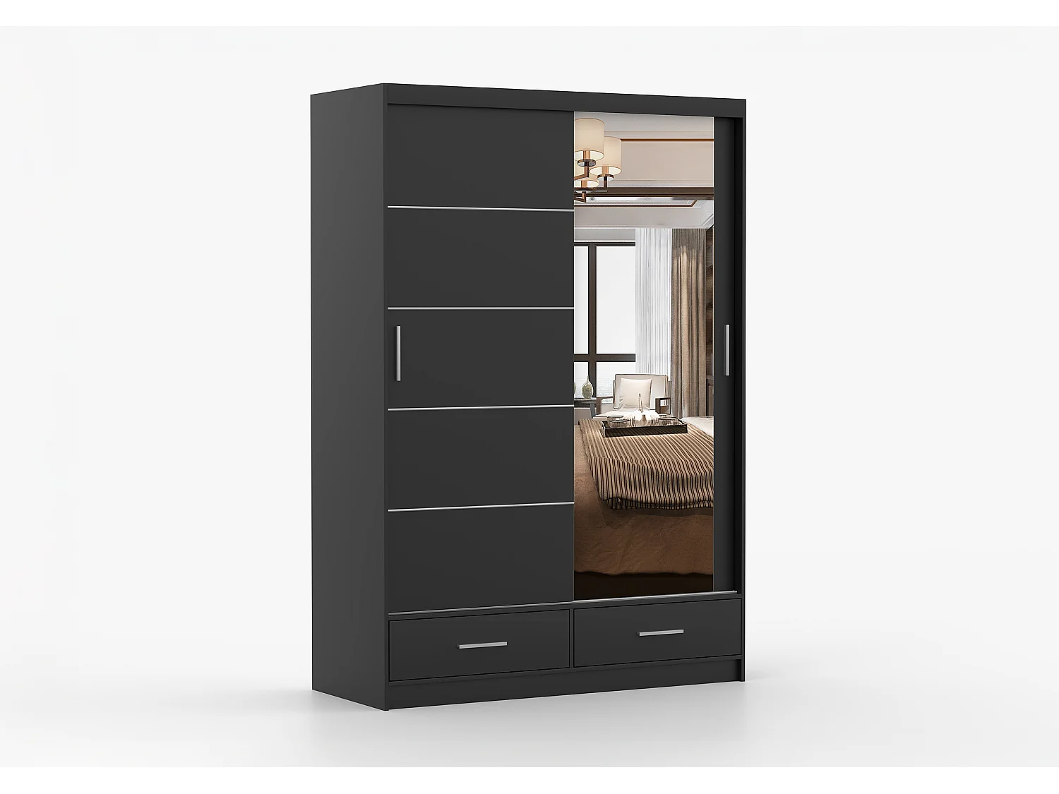 Armoire Silvana 150 cm avec miroir - Noir