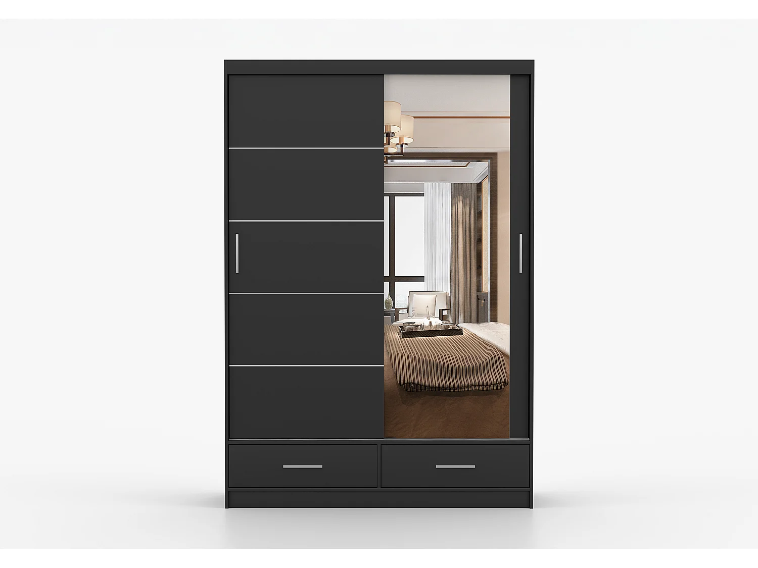 Armoire Silvana 150 cm avec miroir - Noir