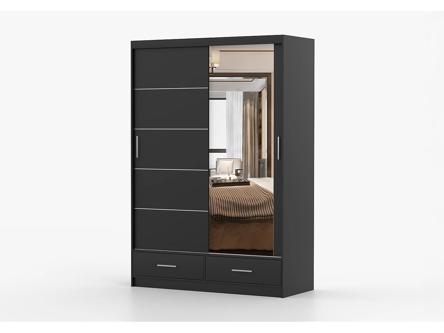 Armoire Silvana 150 cm avec miroir - Noir