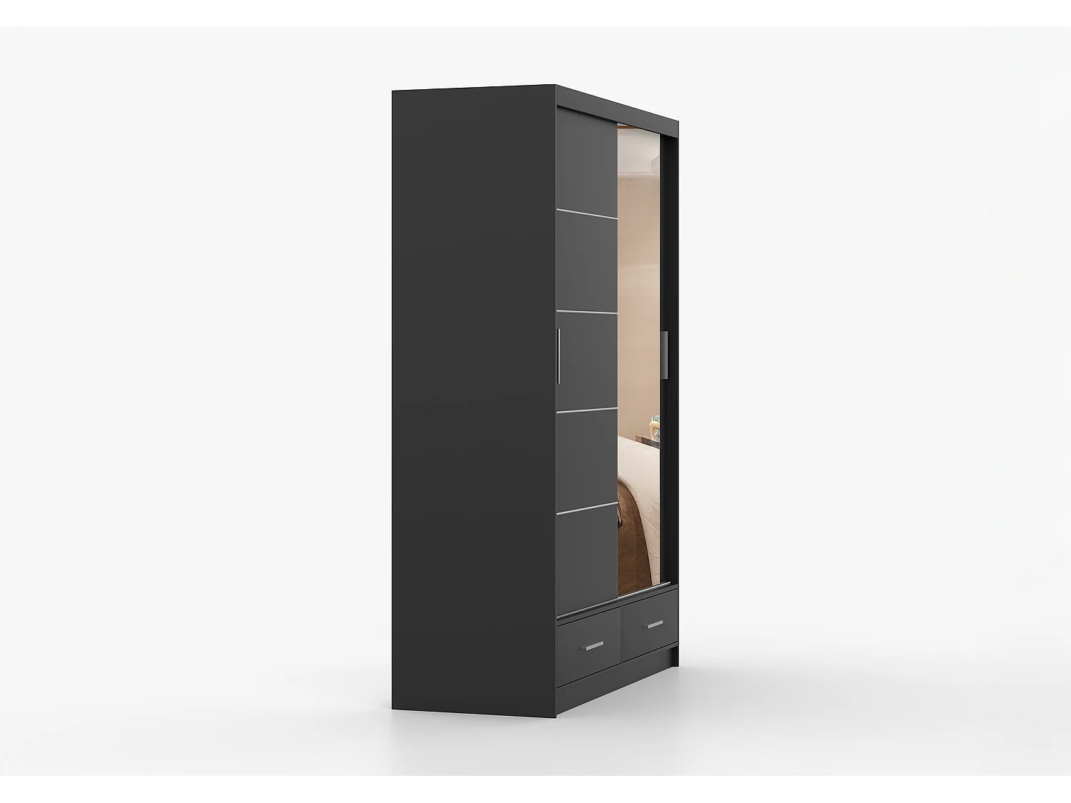 Armoire Silvana 150 cm avec miroir - Noir