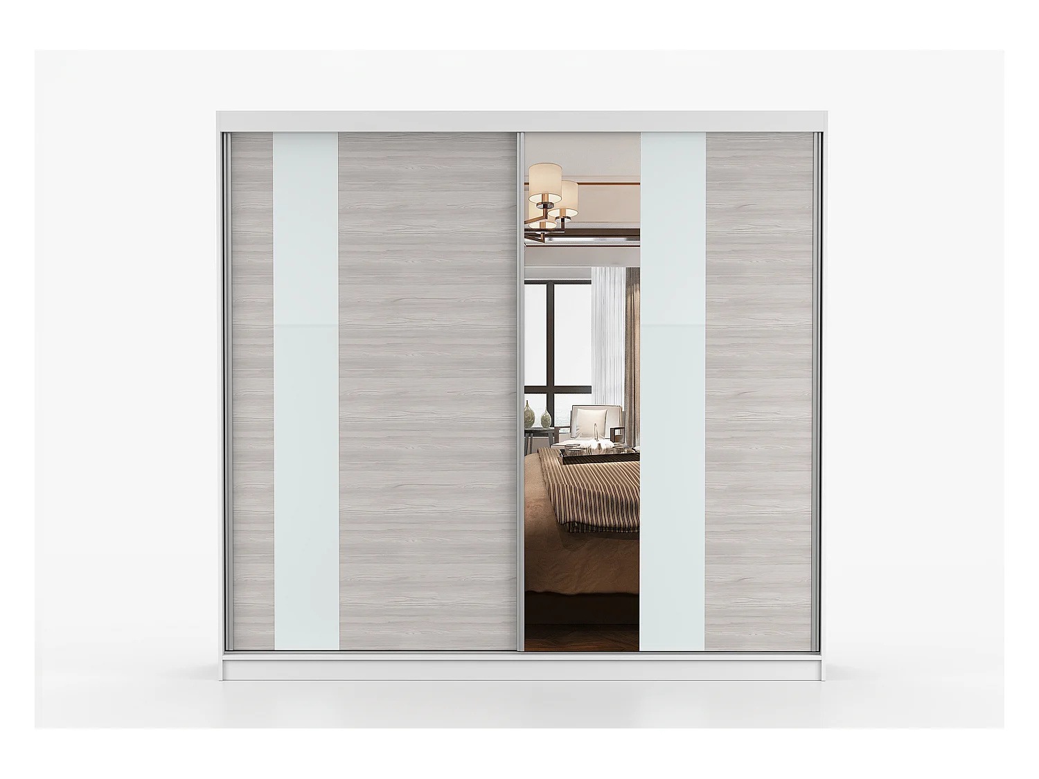 Armoire Rhéa 233 cm avec miroir - Blanc - Kathult