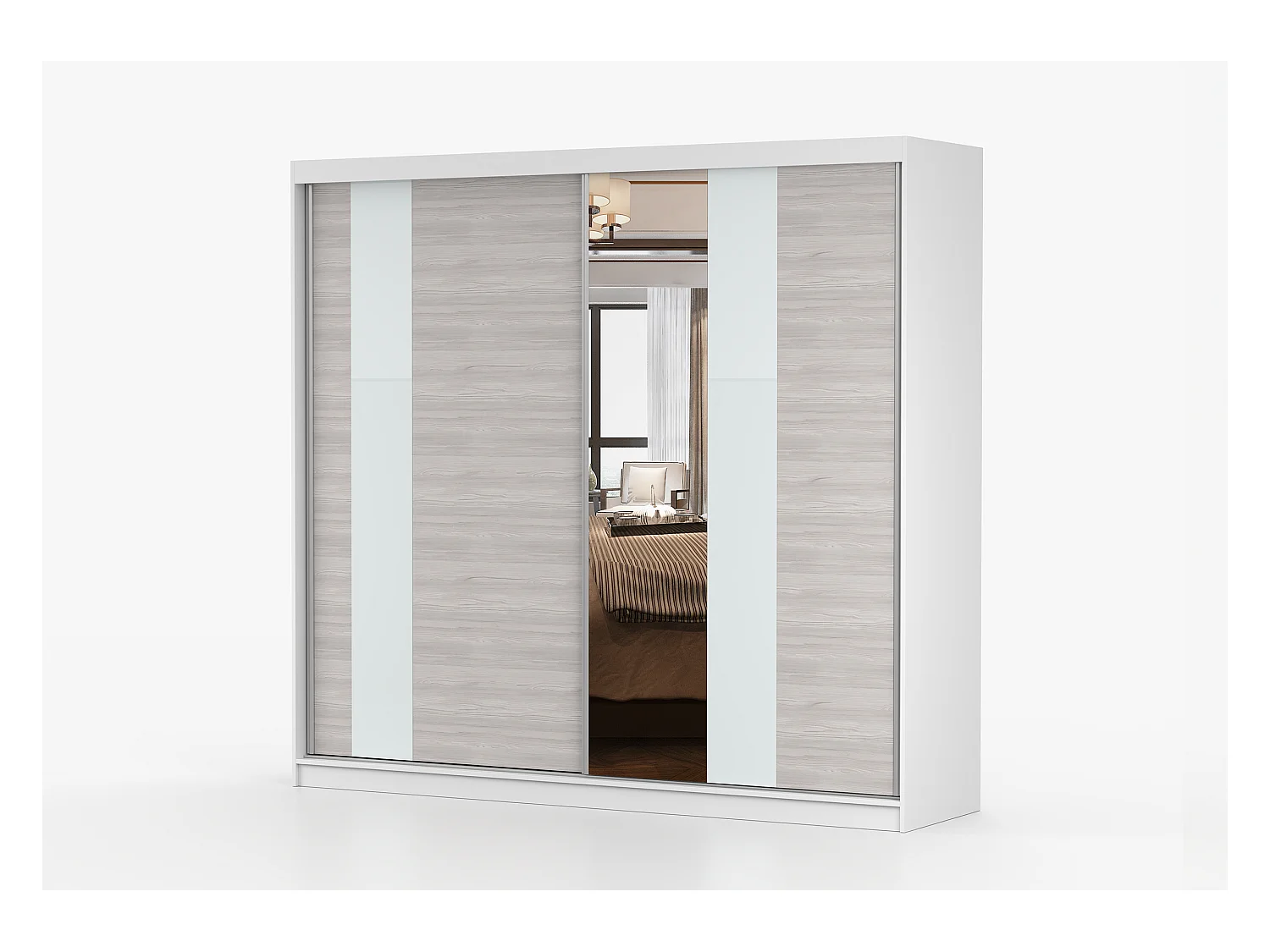 Armoire Rhéa 233 cm avec miroir - Blanc - Kathult