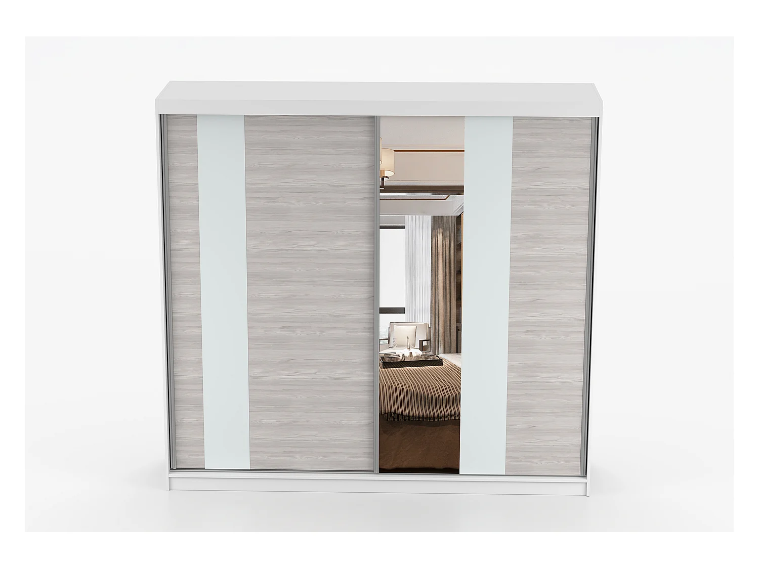 Armoire Rhéa 233 cm avec miroir - Blanc - Kathult