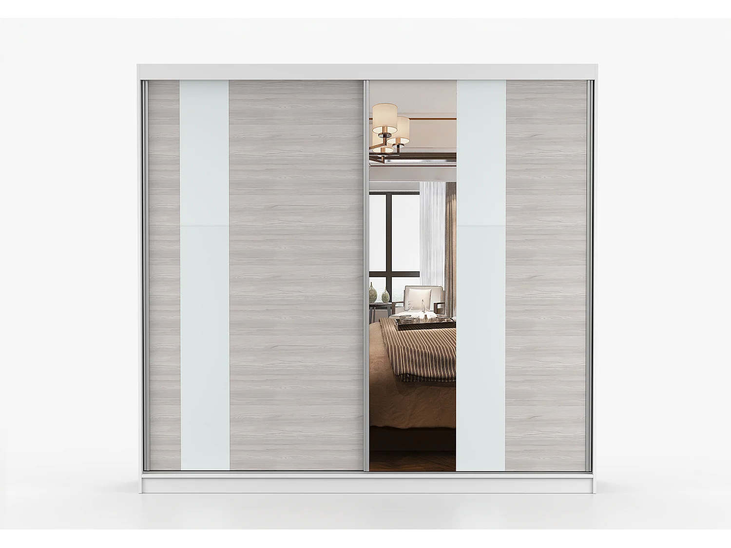 Armoire Rhéa 233 cm avec miroir - Blanc - Kathult