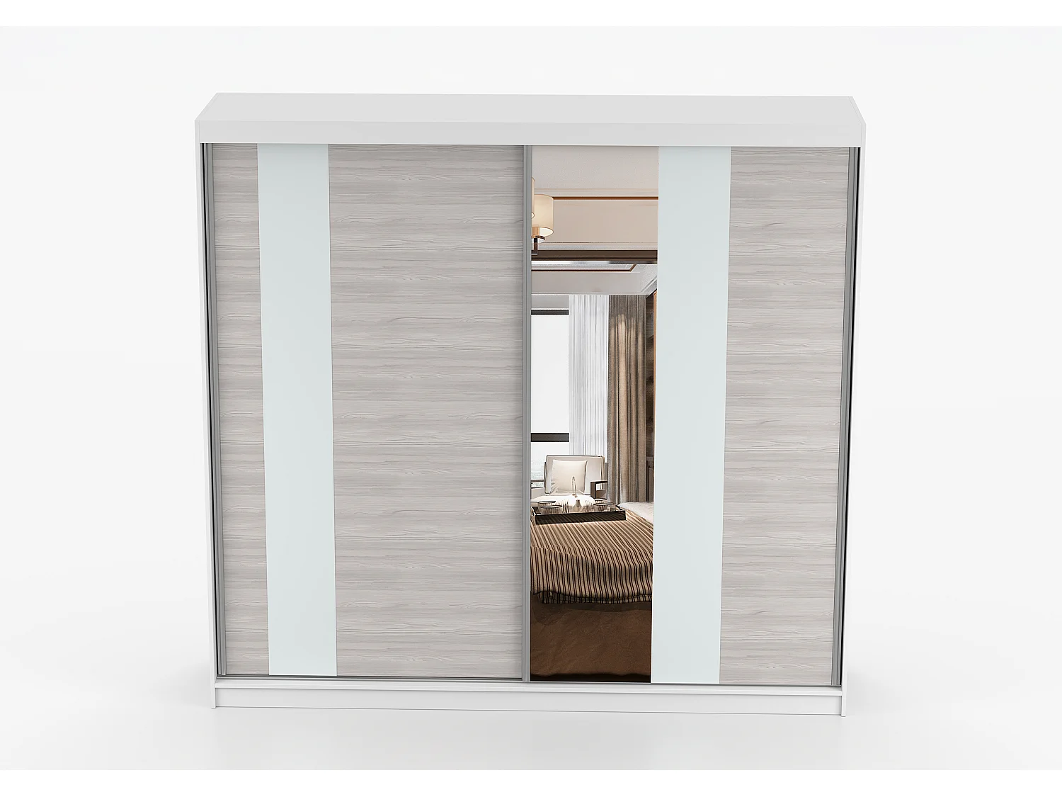 Armoire Rhéa 233 cm avec miroir - Blanc - Kathult