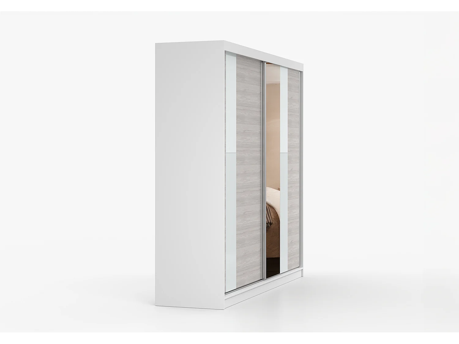 Armoire Rhéa 233 cm avec miroir - Blanc - Kathult