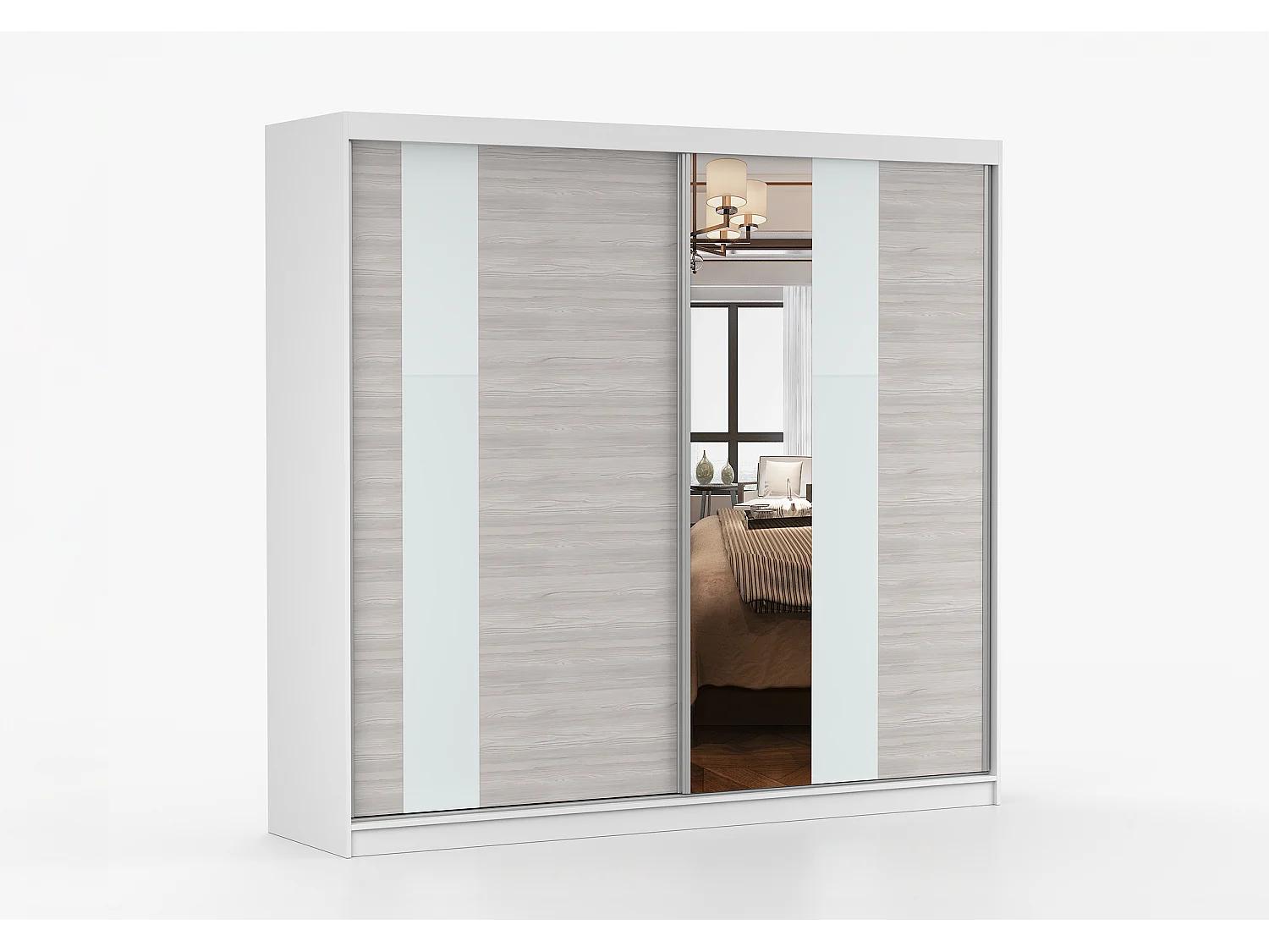 Armoire Rhéa 233 cm avec miroir - Blanc - Kathult