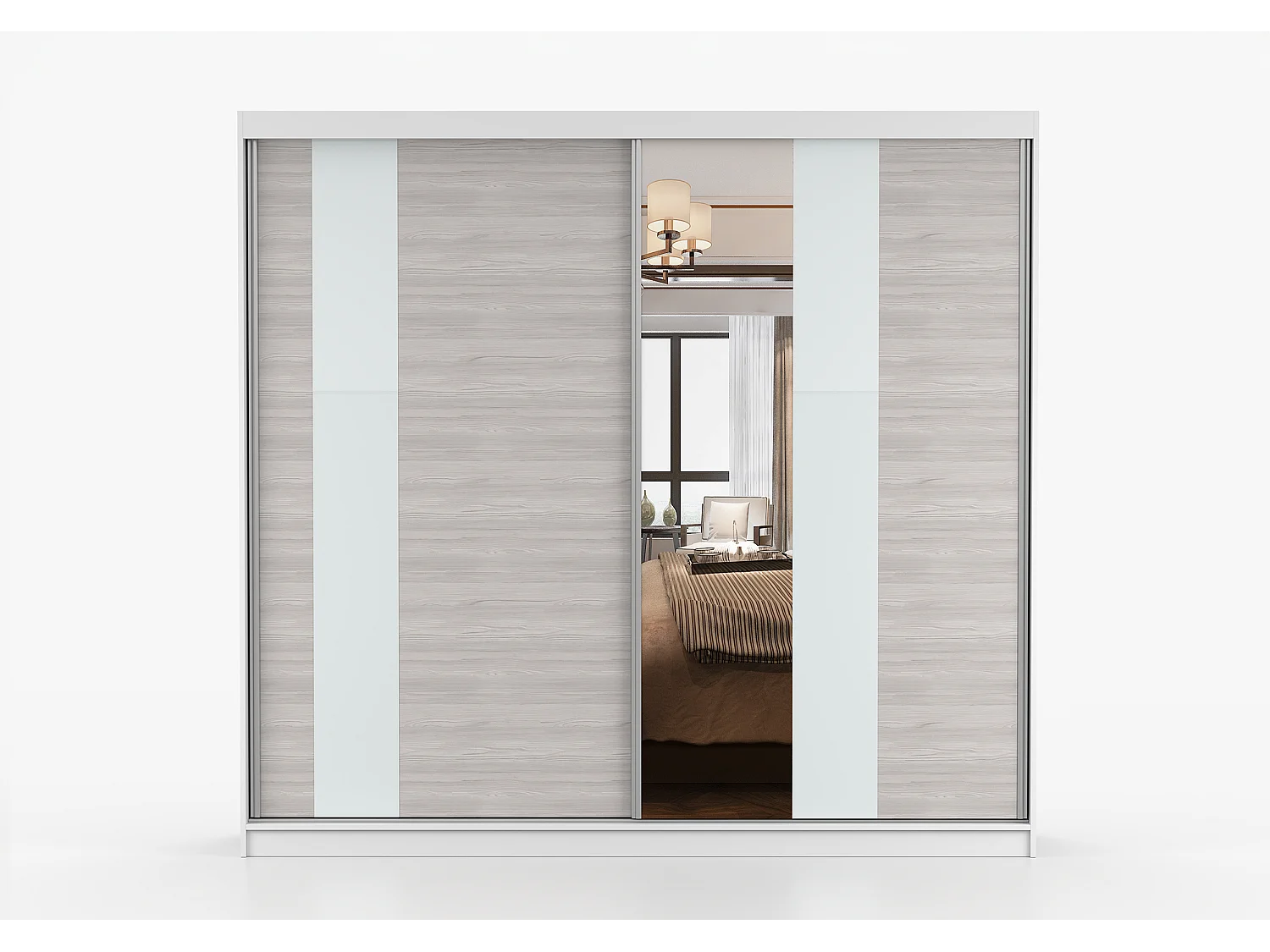 Armoire Rhéa 233 cm avec miroir - Blanc - Kathult