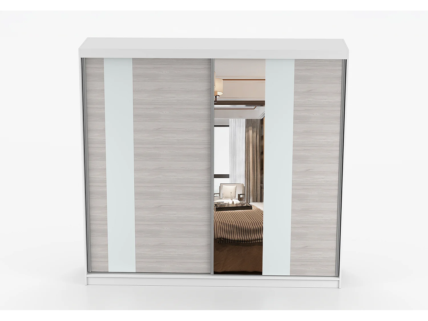 Armoire Rhéa 233 cm avec miroir - Blanc - Kathult