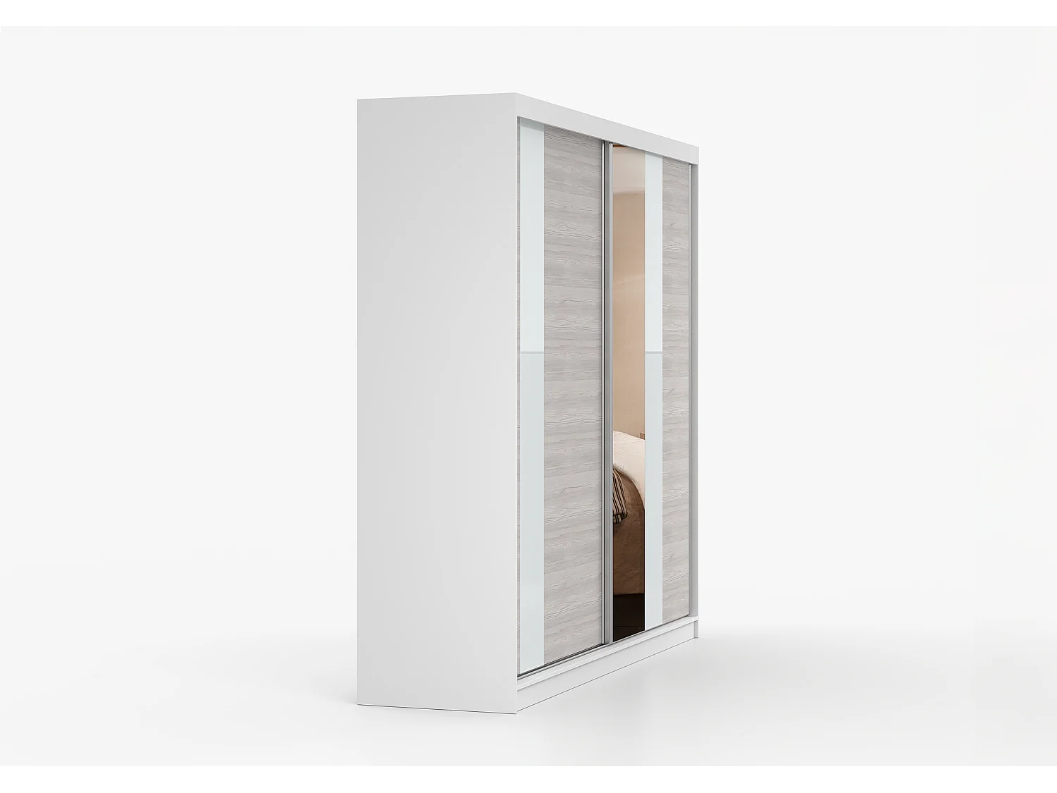 Armoire Rhéa 233 cm avec miroir - Blanc - Kathult