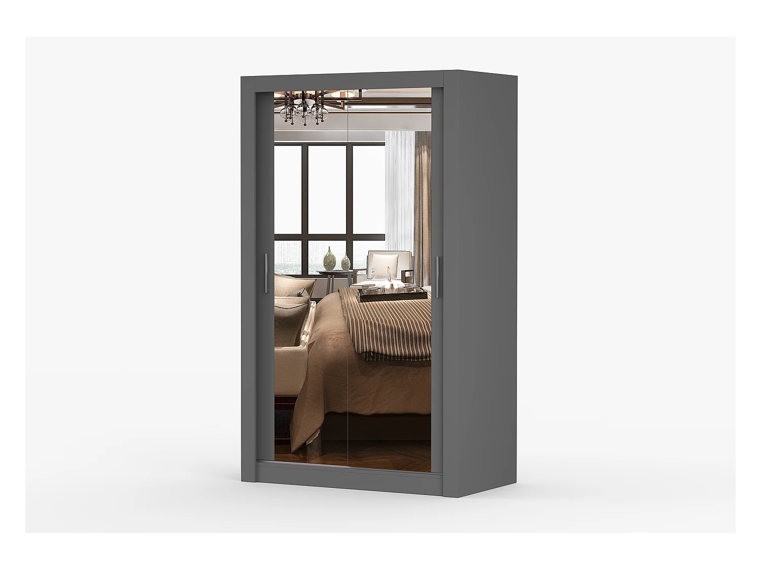 Armoire Mirella 120 cm avec miroir - Gris