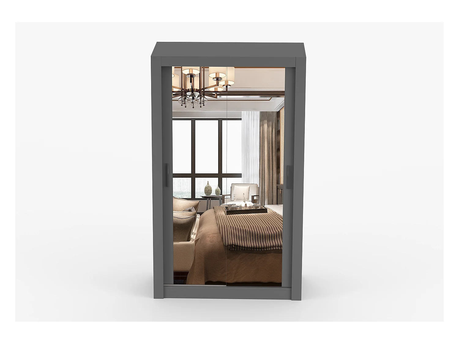 Armoire Mirella 120 cm avec miroir - Gris