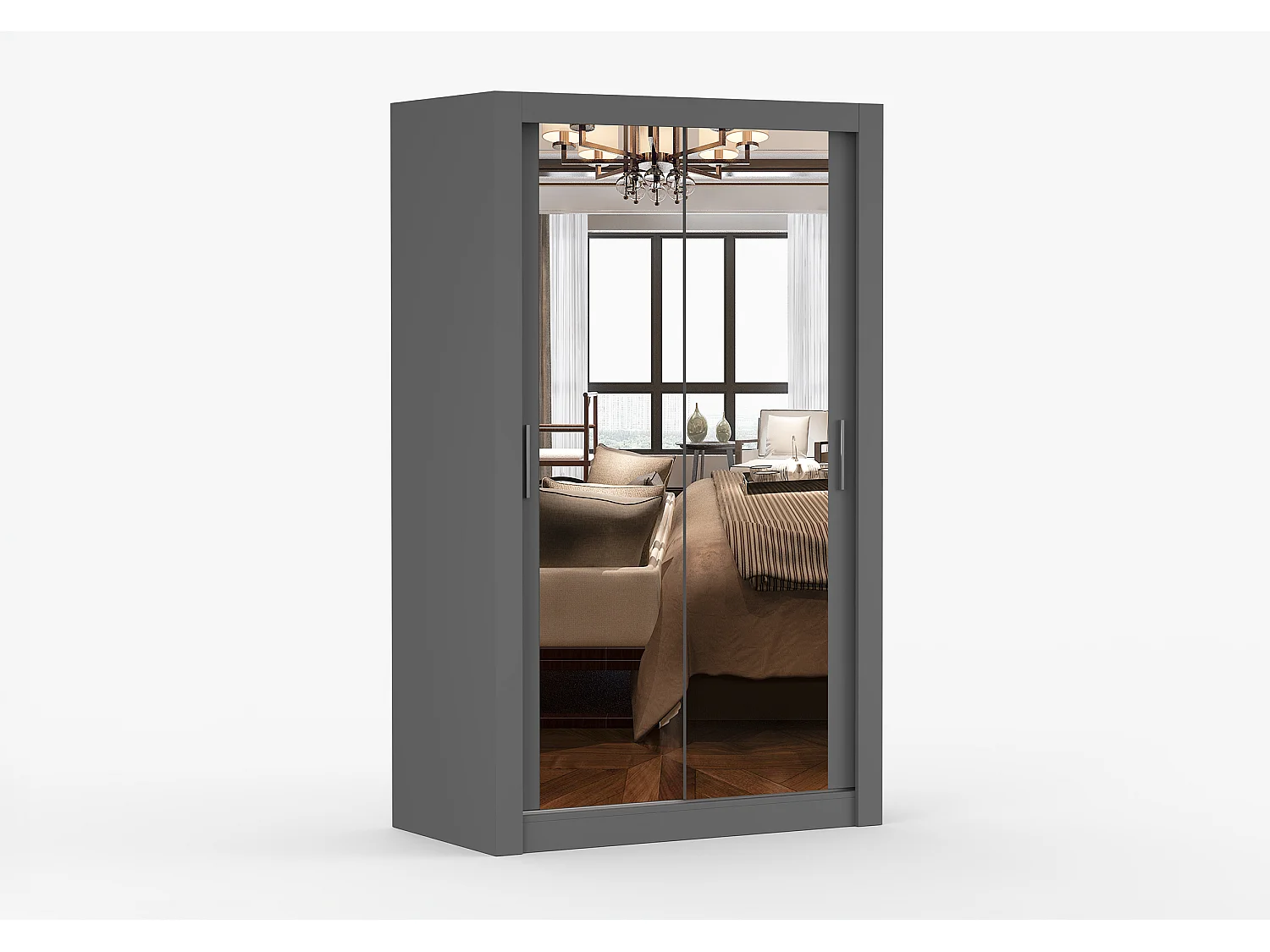 Armoire Mirella 120 cm avec miroir - Gris