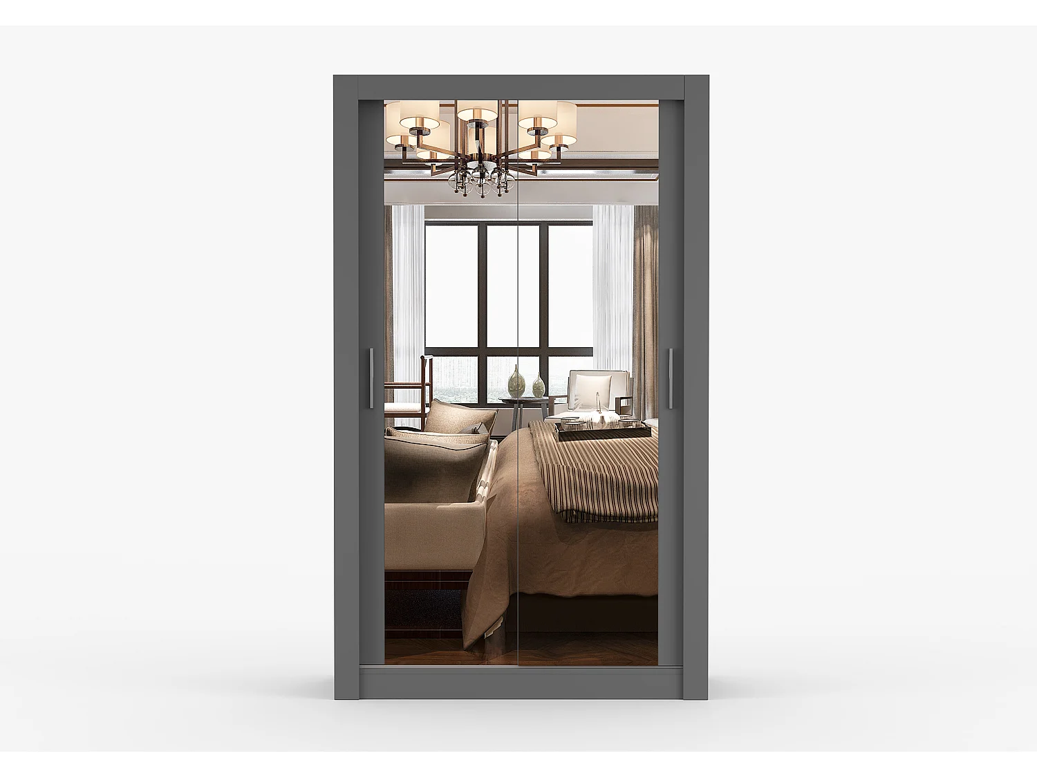 Armoire Mirella 120 cm avec miroir - Gris