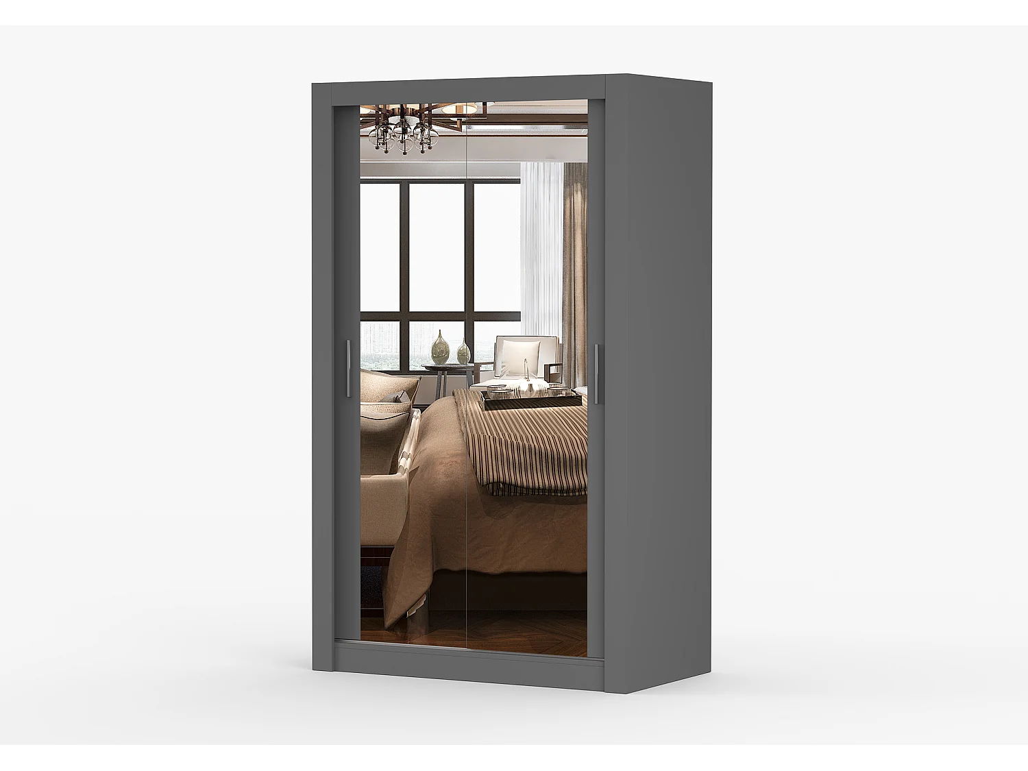 Armoire Mirella 120 cm avec miroir - Gris