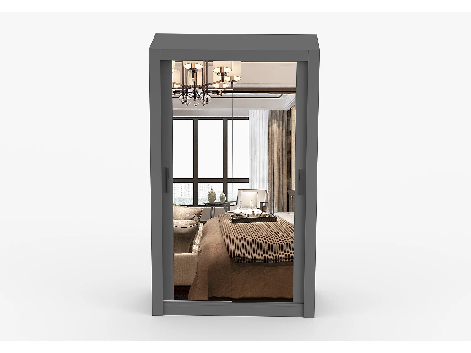Armoire Mirella 120 cm avec miroir - Gris