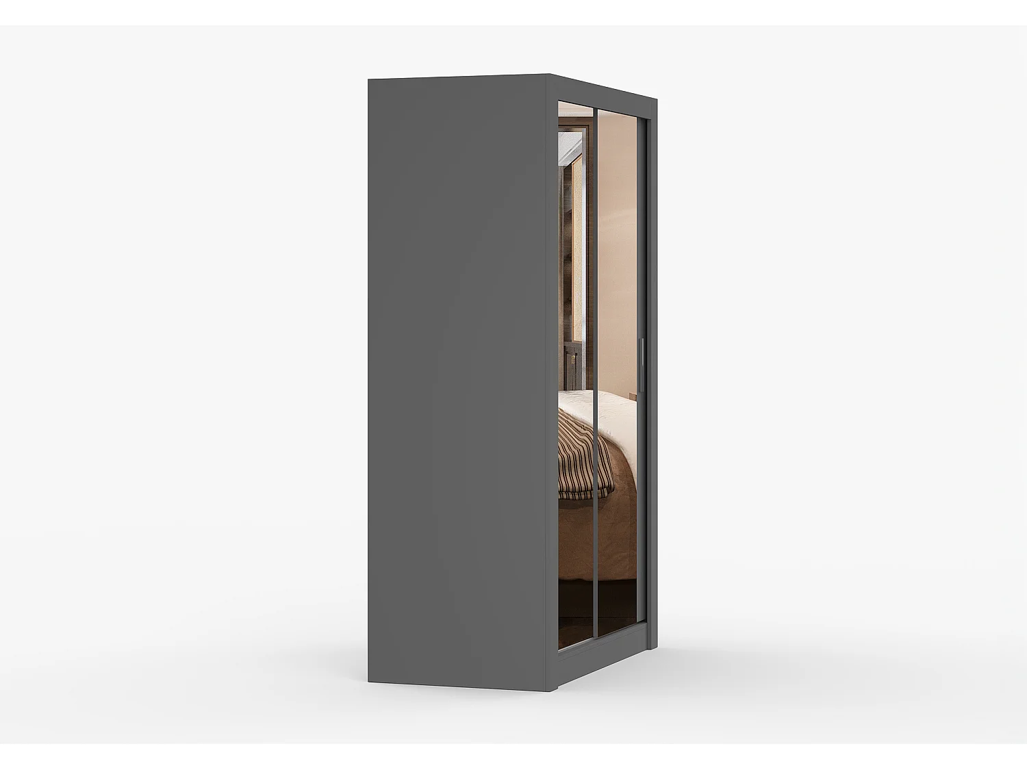 Armoire Mirella 120 cm avec miroir - Gris