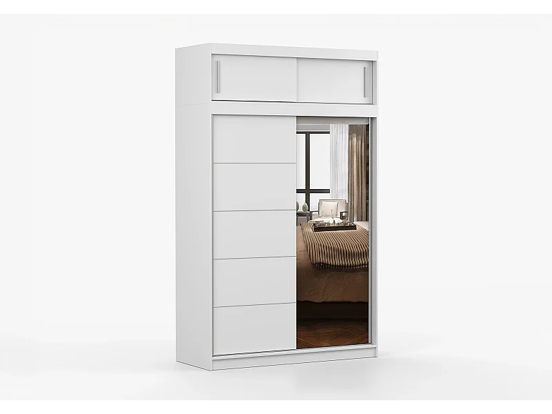 Armoire avec extension Faella 150 cm avec miroir - Blanc
