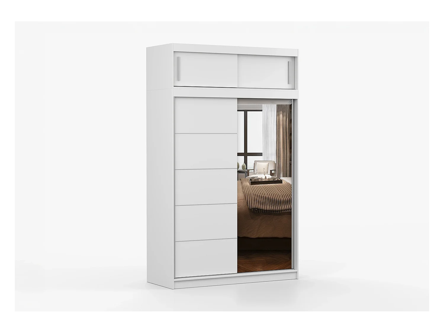 Armoire avec extension Faella 150 cm avec miroir - Blanc