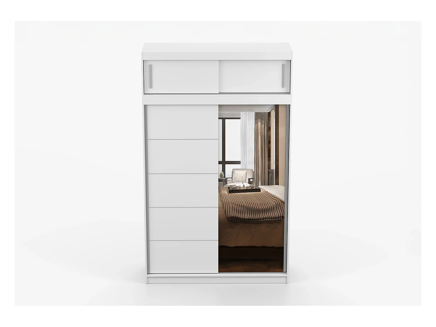 Armoire avec extension Faella 150 cm avec miroir - Blanc