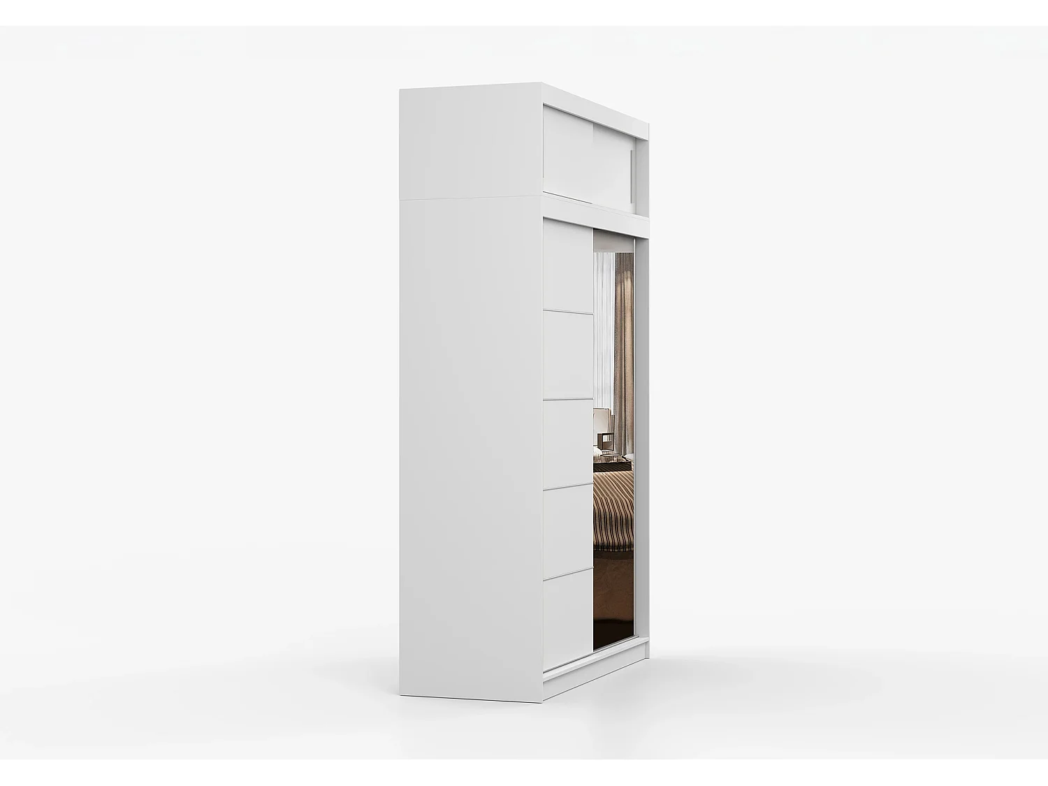 Armoire avec extension Faella 150 cm avec miroir - Blanc