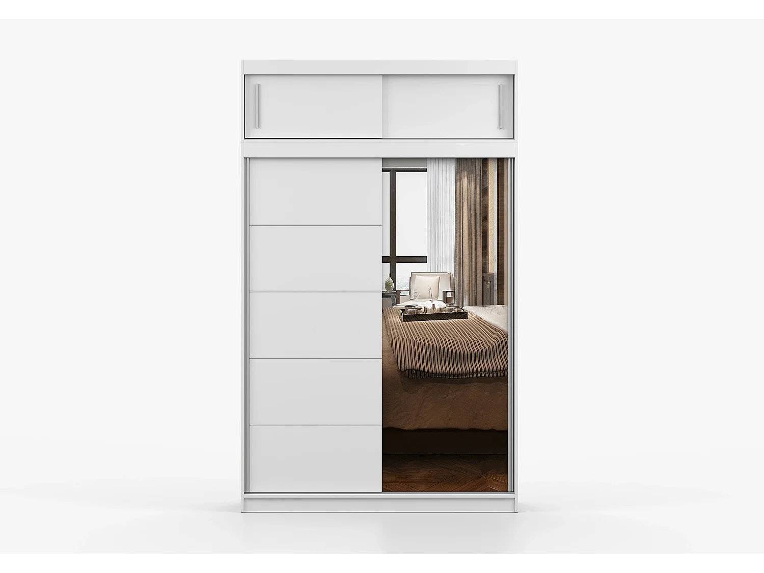 Armoire avec extension Faella 150 cm avec miroir - Blanc