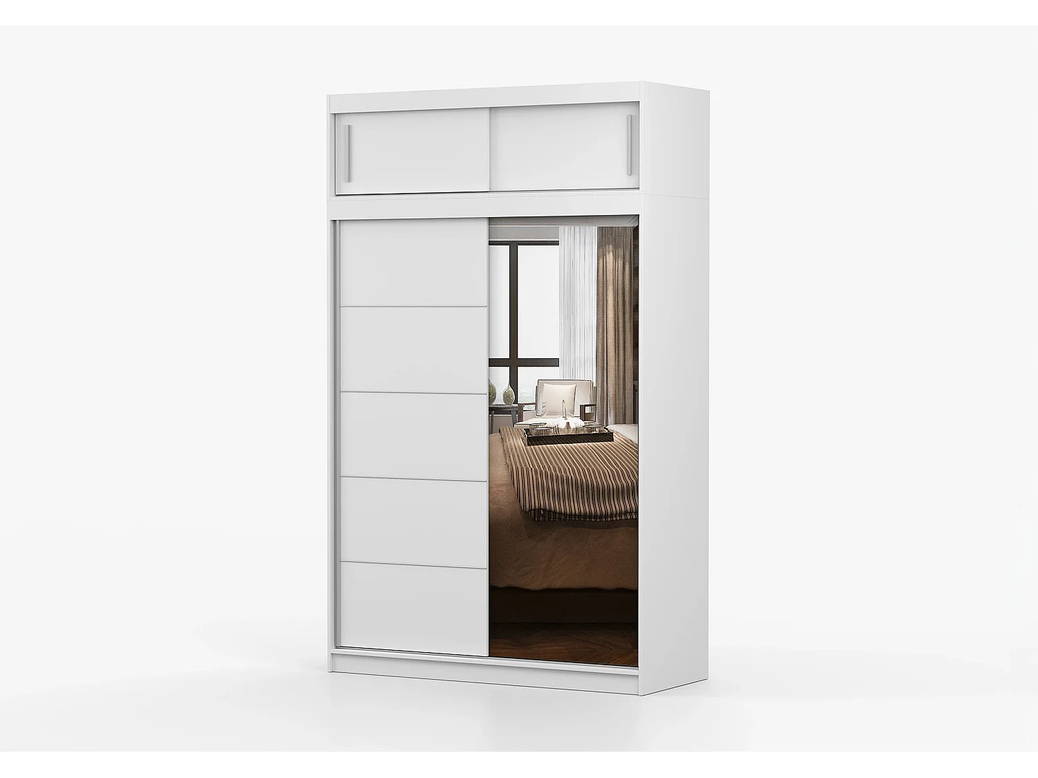 Armoire avec extension Faella 150 cm avec miroir - Blanc