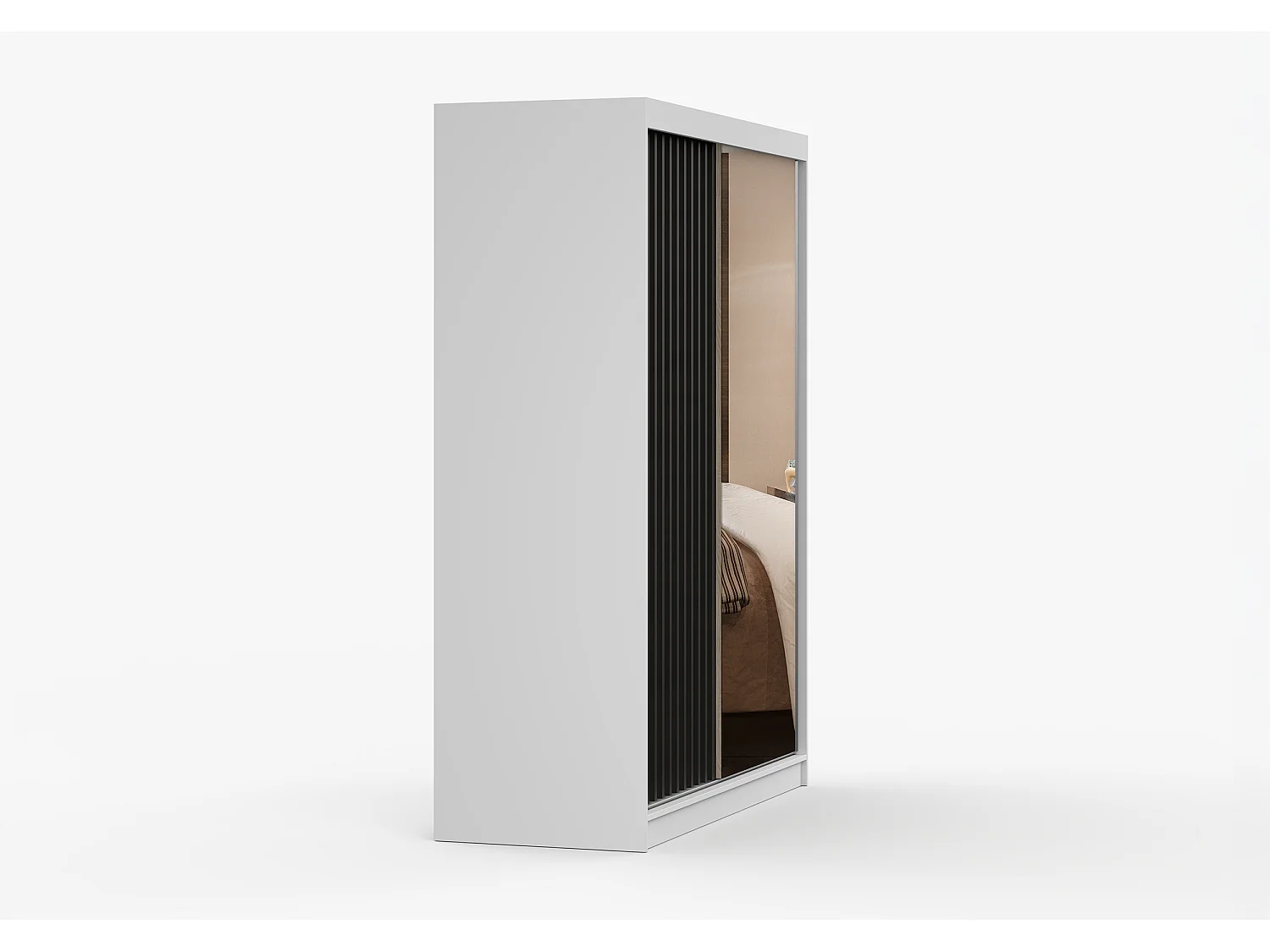 Armoire Nélia 150 cm avec miroir - Blanc - Chêne